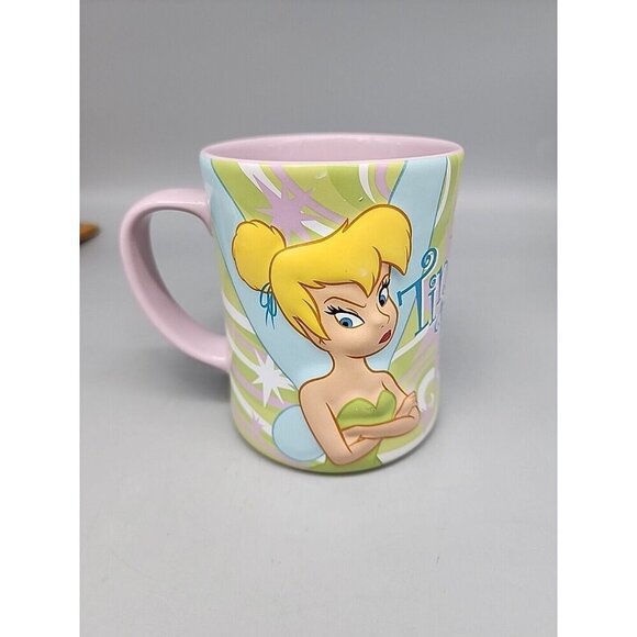 Disney 3D Tinkerbell Large Coffee Mug Purple Lilac Mad Face Crossed Arms - Picture 2 of 6